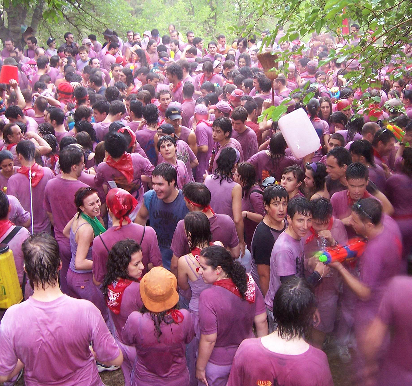 Det går vildt for sig, når sommerens "La Batalla del Vino" løber af stablen i Rioja. Foto: Wikipedia/BigSus.