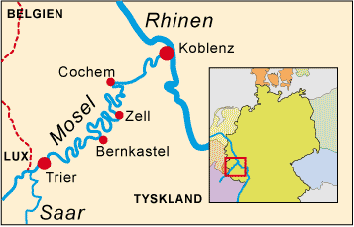 I luftlinje fra grænsen og til Koblenz er der cirka 140 km, men følger man vejen rundt i alle snoningerne, er der 245 km....