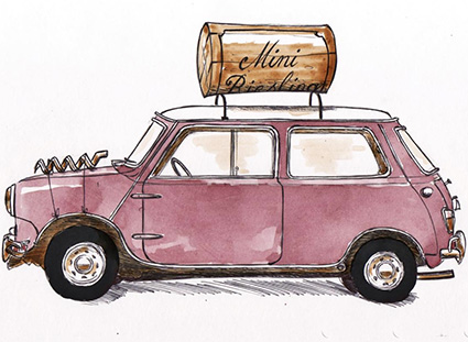 Et af Laurent Bessots talrige malerier, hvor malingen består af rødvin.