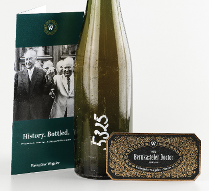 Sådan blev den gamle søde vin præsenteret hos auktionshuset. Foto: Weingüter Wegeler.